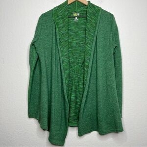 Mountain Hardwear Women Cardigan Sweater Small Green Merino Wool Ruched Back